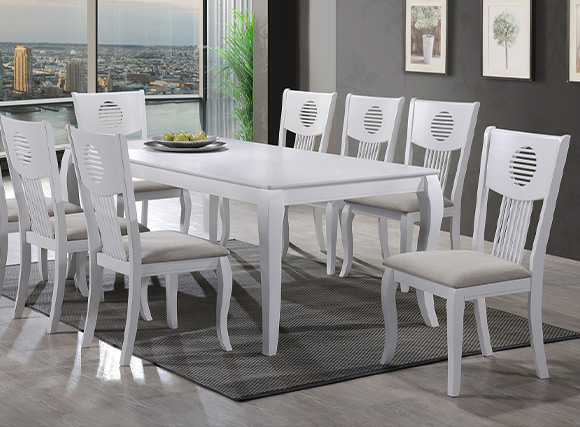 White 8-seater dining table 