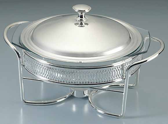 Metal food warmer dish for parties