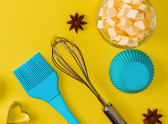 An assortment of kitchen prep tools