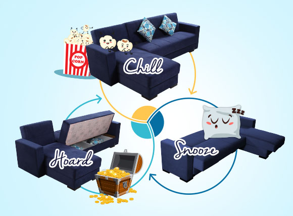 Sofa cum bed with storage 
