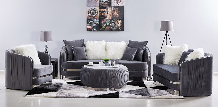 Grey and chrome decor 